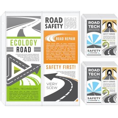 Imagem de Affrolling 25 capas de mapa dobradas com 2 bolsos, protetor de mapa, protetores de página para fichário de 3 anéis, bolsos de 11,4 cm x 28 cm, suporte de folheto, capas para fotos, protetores de folha