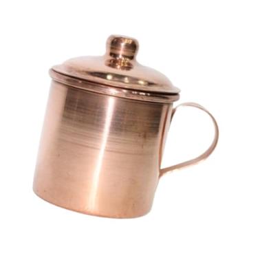 Imagem de IEUDNS Copo de chá de cobre feito à mão com alça de cobre caneca espessada copo de cobre artesanal com alça para uso em festival bar