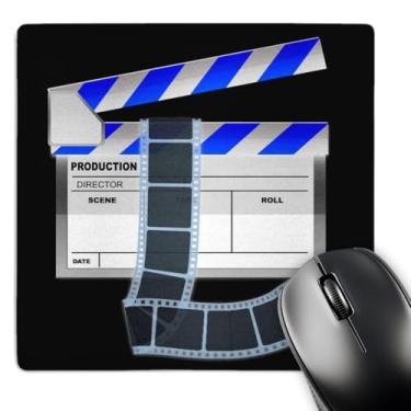 Imagem de 3dRose Mouse pad LLC 20,3 x 20,3 cm x 0,65 cm, placa de palmas azul/branco do filme (mp_101294_1)