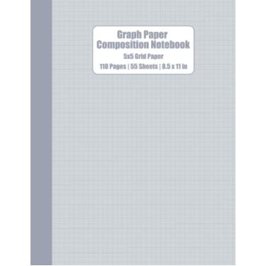Imagem de Quill Grey 5x5 Grid Graph Paper Composition Notebook: 110 Pages, 55 Sheets, 8.5" x 11", Graph Paper for Designing/Writing/Mapping/Drawing/Journalling & Math/Science/Accounting/Engineering Students