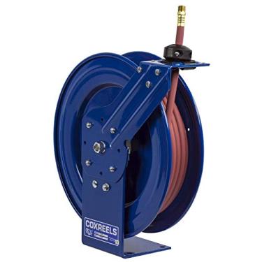 Imagem de COXREELS ¼” Id P-Lp-150 Carretel de Mangueira Retrátil de Baixa Pressão para Ar/Água, Aço com Revestimento Em Pó, Mangueira Retrátil de Garagem, Carretel de Mangueira Comercial, Se (1/4", Azul)