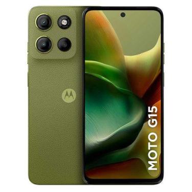 Imagem de Smartphone Moto G15 256GB Verde Vegan Leather Tela 6.7 Câmera Dupla 50