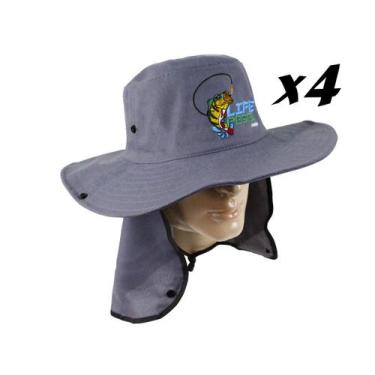 Imagem de Kit 4 Chapéus Com Protetor De Nuca LIFE PESCA - Várias Cores, Chumbo