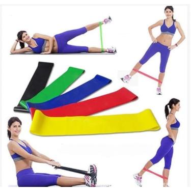 Imagem de Kit 5 Faixas Elasticas Mini Band Para Exercício Funcional Corpo Todo Alongamento Musculação Faixa De Borracha Academia Faixa Elastica Para Treino Em Casa Ginastica Pilates Fisioterapia e Yoga Premium