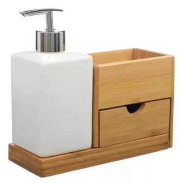 Imagem de Jogo Banheiro Lavabo Sabonete Líquido Suporte Bambu 727 - PGB