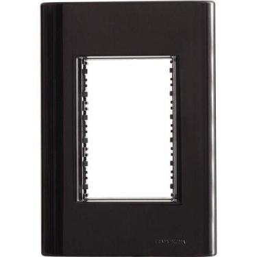 Imagem de Placa 3 Postos 4x2 Tramontina Giz Preta Suporte Tramontina