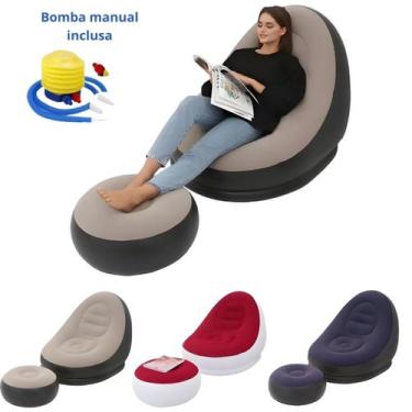 Imagem de Sofá Poltrona Inflável Impermeável com Puff e Almofada de Pé  Conforto
