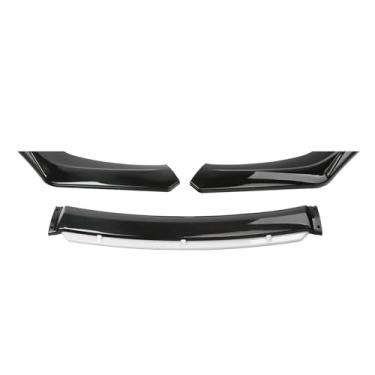Imagem de 3PCS compatível com novo estilo de carro pára-choque dianteiro lábio corpo kit spoiler divisor fibra de carbono tira decorativa pára-choque canard lábio divisor universal(Bright black(WHITE))