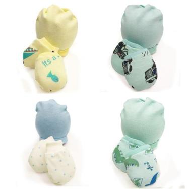 Imagem de 2 Kit Maternidade Touca e Luva Bebe Enxoval Menino Menino Recem Nascid