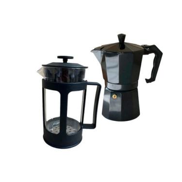 Imagem de Kit Café Cremoso Cafeteira italiana 150ml 3 Xicaras E Prensa Francesa 