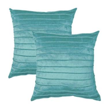 Imagem de Kit 2 Capas para Almofada Drapeada Line em Veludo 43x43 com Enchimento