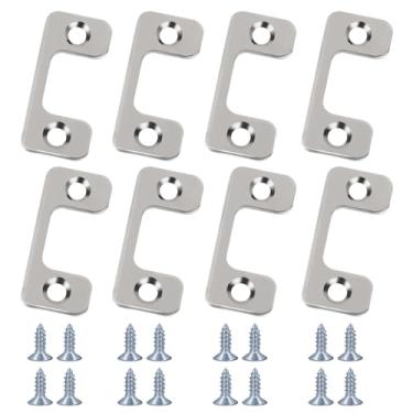 Imagem de Fechadura de porta ajustável para fechaduras e fechaduras eletrônicas - Restaurador de trava de porta - Placa de ataque com parafuso rosqueado (pacote com 8)
