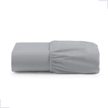Imagem de Lençol Elástico Avulso Solteiro Casal Queen e King Micropercal 400 Fios (Cinza, King)