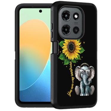 Imagem de FQTBCEARI Capa para Motorola Moto G 5G 2025 / Moto G Play 5G 2025, grau militar, resistente, 3 camadas, à prova de choque, capa protetora completa para Moto G 5G 2025, elefante e girassol