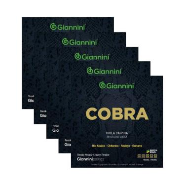 Imagem de Kit 5 Encordoamento Viola Caipira Giannini Cobra GESVNP Níckel Pesada