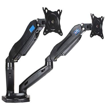 Imagem de Suporte de braço para monitor de PC, suporte duplo de mola a gás, rotação de 360° para telas de 10 a 27 polegadas, 2 opções de montagem VESA 75/100 mm