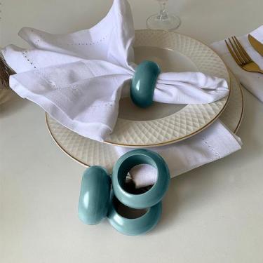 Imagem de kit 8 Anel Porta Guardanapo Argola Mesa Posta 6cm Lisa Azc - IDEALIZA,