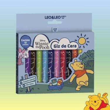 Imagem de Giz de Cera Ursinho Pooh 12 Cores Formato Redondo Não Tóxico - Leo&Leo