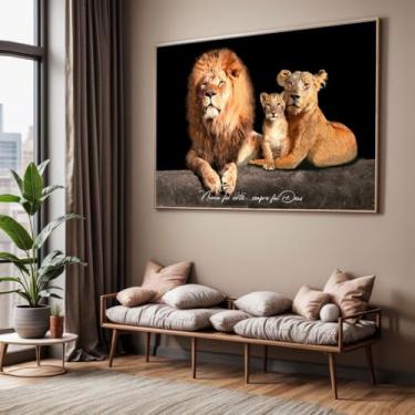 Imagem de Quadro com Moldura Sala Quarto 40x60 Leão Família Nunca Foi Sorte Decorativo Horizontal Grande Hall