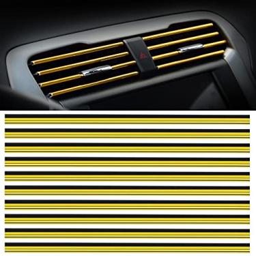 Imagem de MINGZAIQIPEI Saída de ventilação de carro acabamento interior do carro acabamento de moldagem de ar condicionado carro saída de ventilação acabamento cromado PVC interior do carro acabamento de saída