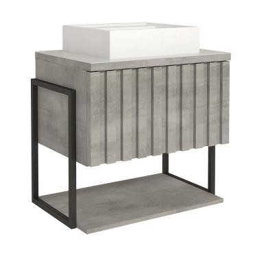 Imagem de Armário Gabinete Frisê 60cm para Banheiro com Cuba - mgm Cimento