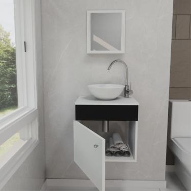 Imagem de Gabinete Armário para Banheiro Suspenso com Pia Cuba e Espelho 44cm