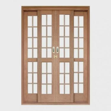 Imagem de Porta de Correr Quadriculado 4 Folhas Cedro Arana 215cmx160cmx14cm Madersilva