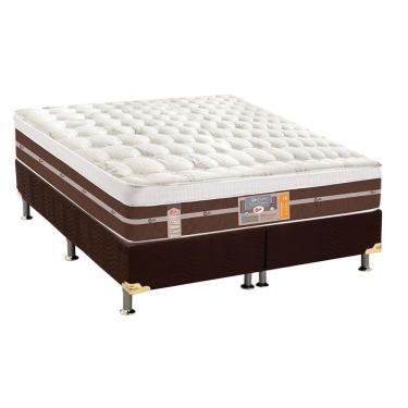 Imagem de Cama Box King: Colchão Molas Pocket Ensacadas Castor Silver Star Air Híbrido + Base crc Suede Brown(193x203)