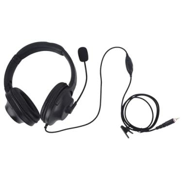 Imagem de Pdflie Fone de ouvido clp 1010e sobre a cabeça, fone de ouvido de segurança, fone de ouvido com microfone Boom compatível com Walkie Talkie Motorola CLP-E Series (preto, com fio)