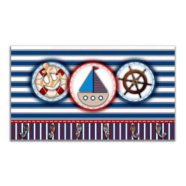 Imagem de Cabideiro de Parede Porta Chaves Toalhas Linha Náutica Marinheiro - Ma