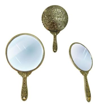 Imagem de Espelho de Mão Redondo Princesas Para Maquiagem - Livre Atacado, Doura