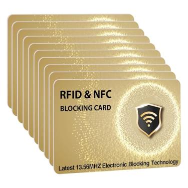 Imagem de SaiTech IT 10 cartões com bloqueio RFID protegem toda a sua carteira, bolsa e cartões contra roubo NFC sem contato para homens e mulheres - WG Golden, Dourado, Rf