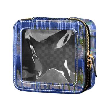 Imagem de Fitrendlovey Bolsa de maquiagem portátil com zíper com design de claraboia grande para artigos de higiene pessoal e cosméticos de viagem, T17, one size