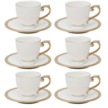 Imagem de Jogo 6 Xícaras Pires Café Porcelana Paddy Wolff 90 Ml