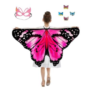 Imagem de Niurui Kids Butterfly Wings Costume for Girls Fairy-Wings Toddler Dress Up Play Costumes Butterfly Hair Clip Mask Party Favors Gifts（Pink）