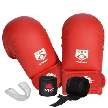 Imagem de Kit Luva de Karate MKS Competition Homologada CBK + Bandagem + Protetor Bucal (VERMELHO, M)