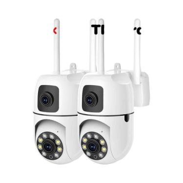 Imagem de Câmera De Vigilância Externa 8MP HD Wifi PTZ Lente Dupla Tela Dupla AI