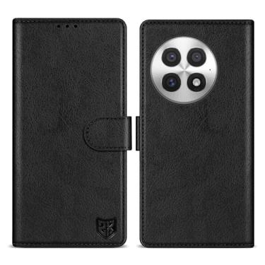 Imagem de ZZXX Capa carteira para OnePlus 13 com [bloqueio RFID] com compartimento para cartão, fecho magnético, capa protetora de couro dobrável para OnePlus 13 (preta - 6,8 polegadas)