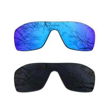 Imagem de ToughAsNails 2 pares de lentes polarizadas de substituição compatíveis com óculos de sol Oakley Batwolf OO9101, Azul gelo, One Size