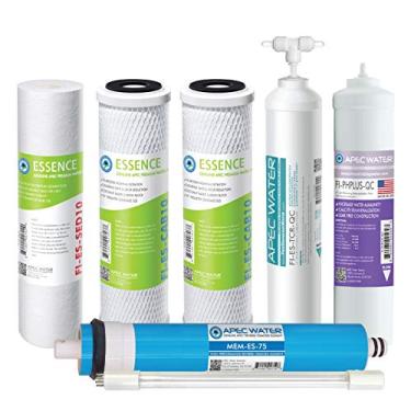 Imagem de APEC Water Systems Cartuchos de substituição completos de alta capacidade para filtrar água de osmose reversa FILTER-MAX-ESPHUV-SSV2 75 GPD da série Essence ROES-PHUV75 Estágio 1-7, branco