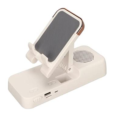 Imagem de Locadence Suporte para celular com alto-falante Bt sem fio, suporte de telefone 2 em 1, alto-falante Bt, evita deslizamento, suporte de celular estéreo HD, alto-falante sem fio para tablets (branco)