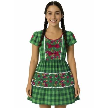 Imagem de Vestido Adulto Temático Estampado Festa Junina Verde - Calupa, M