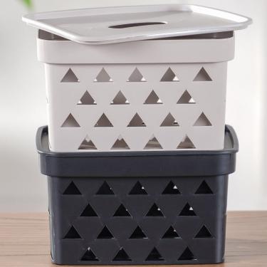 Imagem de Caixa Organizadora Com Tampa Triângulos 3,6l Bege