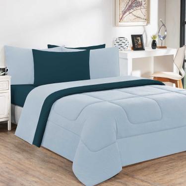 Imagem de Edredom Malha 100% Algodão Gran Moratta 1 Peça King - Azul Bebê-azul Petróleo