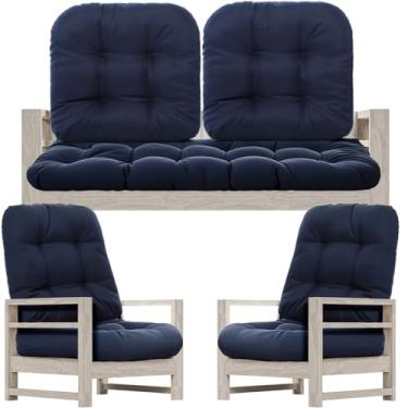 Imagem de Wenqik Conjunto de 7 almofadas para cadeira de vime ao ar livre com 1 almofada de sofá de 112 x 48 cm à prova de intempéries e 6 almofadas em forma de U para móveis de vime, pátio, varanda, banco