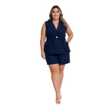 Imagem de Conjunto Colete Max De Botão E Short Alfaiataria Plus Size Conpl-0051 