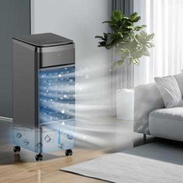 Imagem de NOMEY Ar-Condicionado Portátil Com 4 Modos E 3 Velocidades, Bolsas De Gelo, Sistema Alerta Sem Água, Temporizador 12 Horas, Controle Remoto, Tanque Água Removível 4,8 Litros, Refrigerador Evaporativ