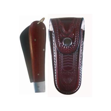 Imagem de Canivete Trevo Extra Grande Aço Inox Com Bainha Couro Zebu, Castor