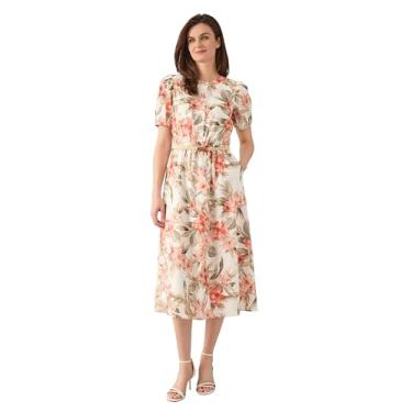 Imagem de Kasper Vestido feminino de manga curta com estampa floral, Vanilla Ice Multi, PP
