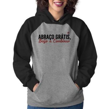 Imagem de Moletom Feminino Abraço grátis, beijo a combinar - Cinza/Preto - Foca 